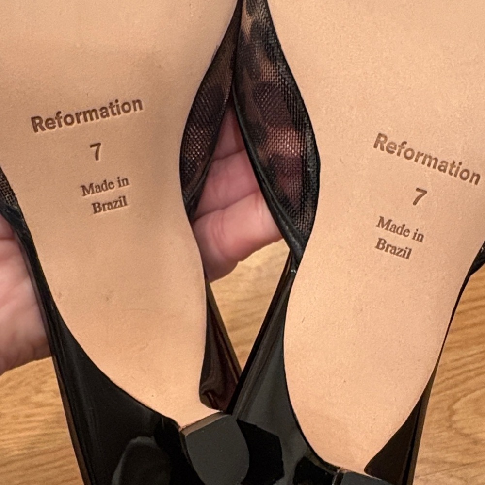 Reformation Black and Brown Leopard Heels - Picture 4 of 4